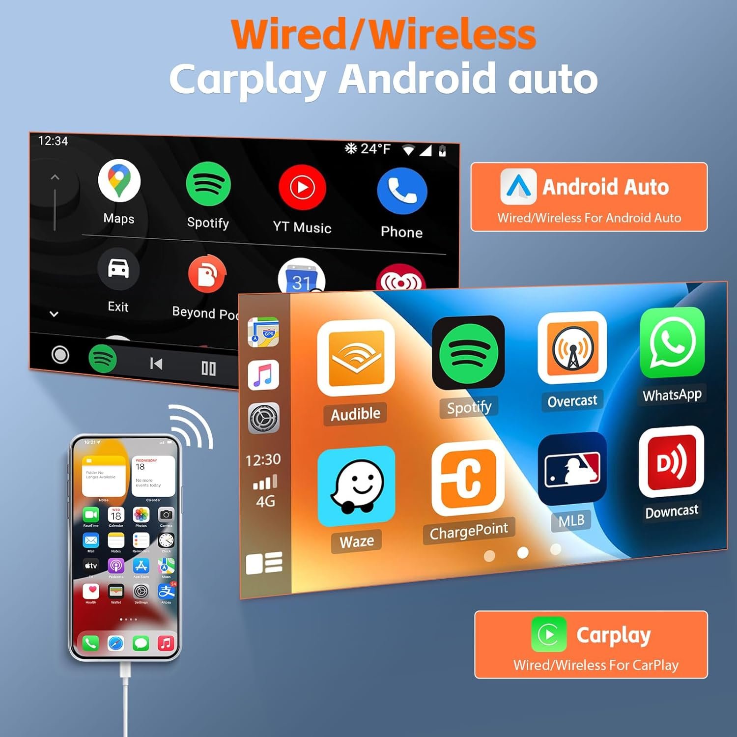 Écran Autoradio Portable 7P Tactile - CarPlay et Android Auto - شاشة السيارة الذكية المحمولة 7 بوصة تدعم كربلاي وأندرويد أوتو - الصورة 3