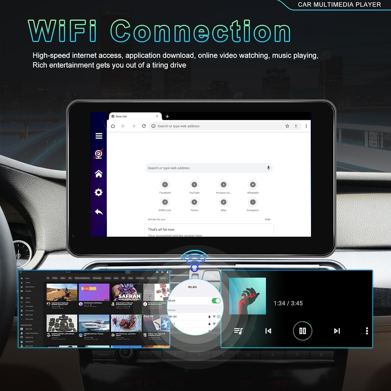 Écran Autoradio Portable 7P Tactile - CarPlay et Android Auto - شاشة السيارة الذكية المحمولة 7 بوصة تدعم كربلاي وأندرويد أوتو - الصورة 4