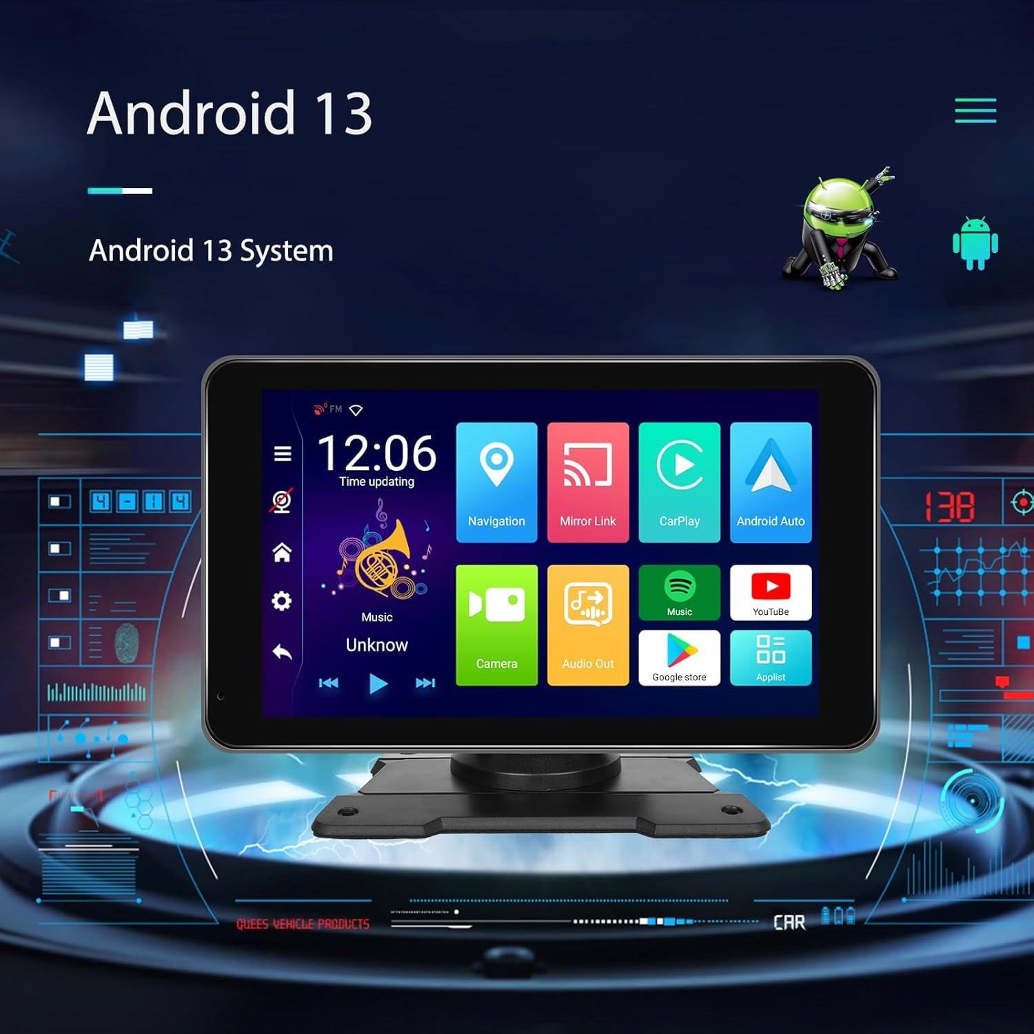 Écran Autoradio Portable 7P Tactile - CarPlay et Android Auto - شاشة السيارة الذكية المحمولة 7 بوصة تدعم كربلاي وأندرويد أوتو - الصورة 5