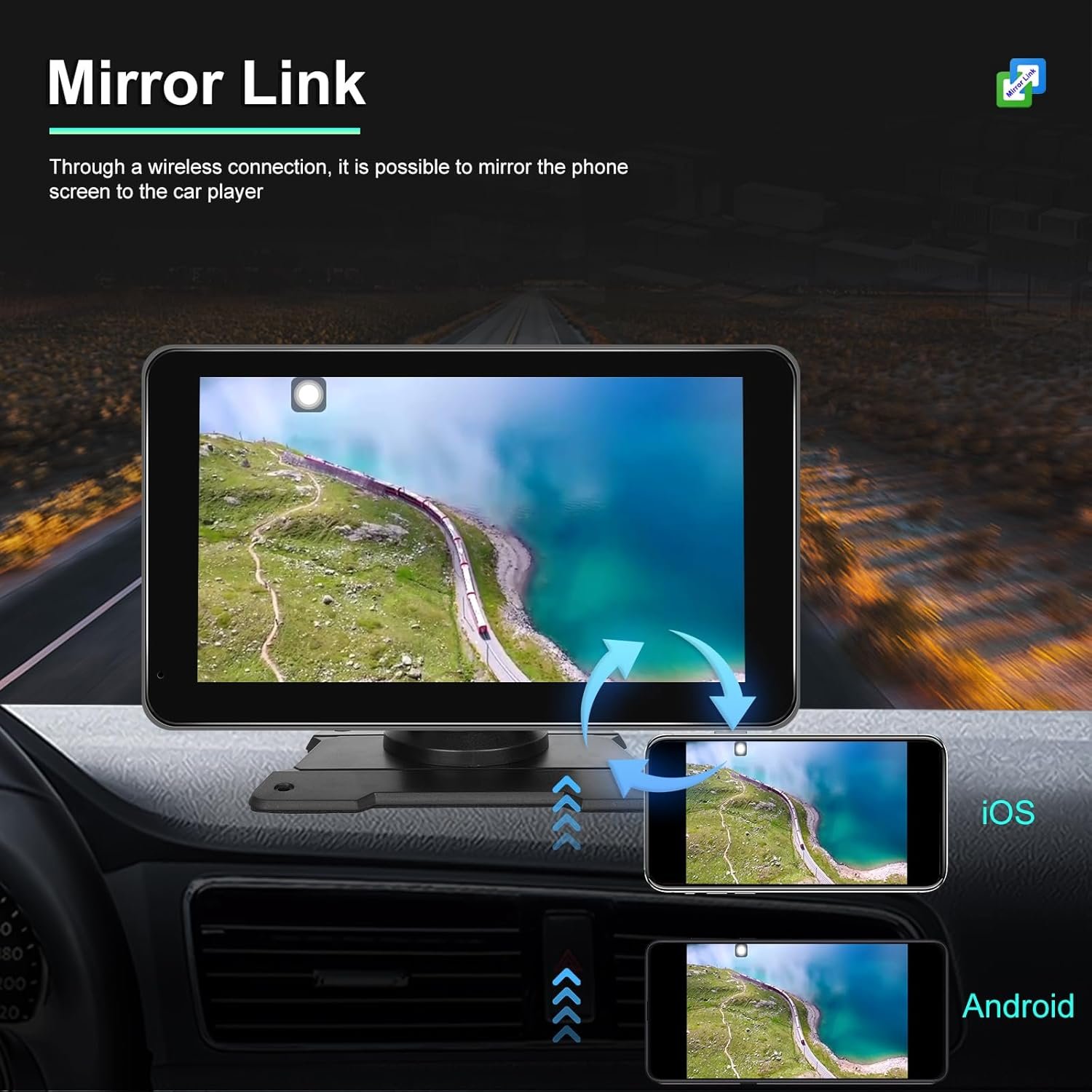Écran Autoradio Portable 7P Tactile - CarPlay et Android Auto - شاشة السيارة الذكية المحمولة 7 بوصة تدعم كربلاي وأندرويد أوتو - الصورة 7