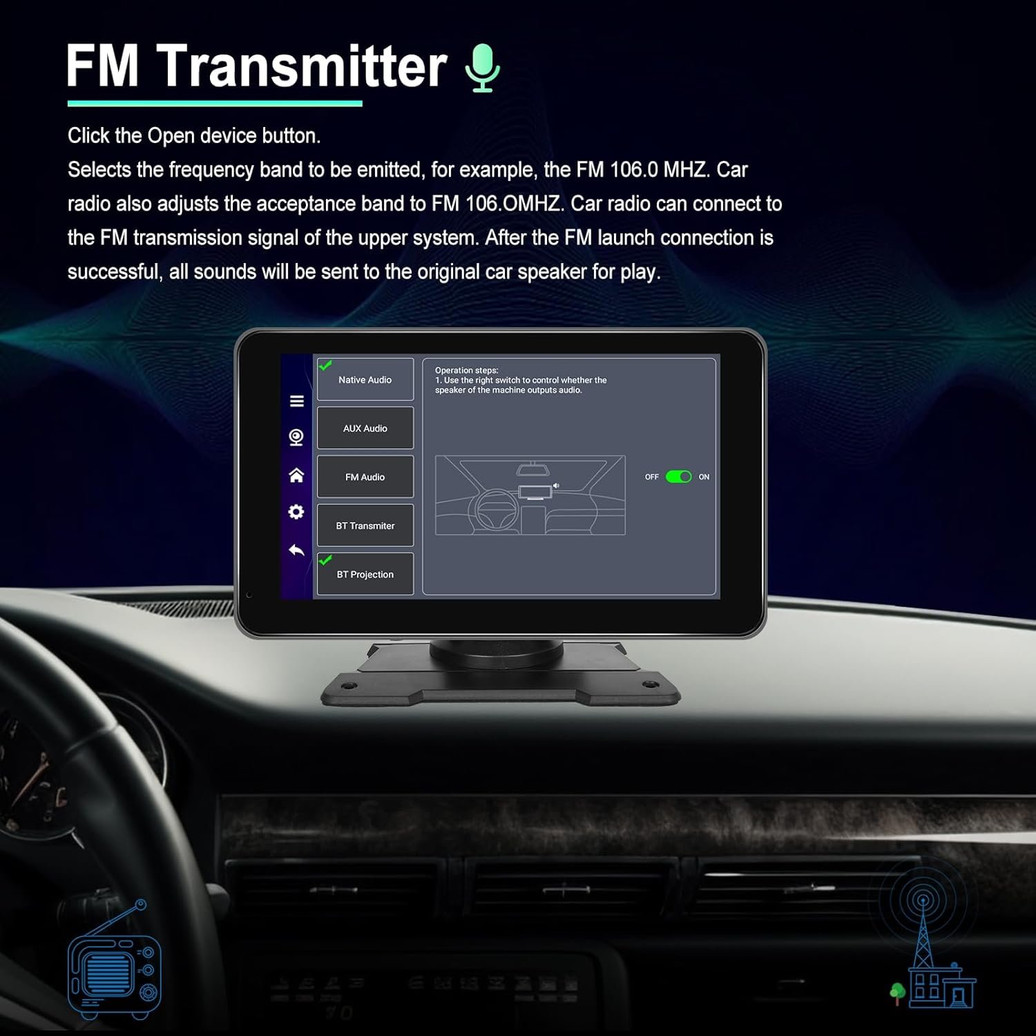 Écran Autoradio Portable 7P Tactile - CarPlay et Android Auto - شاشة السيارة الذكية المحمولة 7 بوصة تدعم كربلاي وأندرويد أوتو - الصورة 8