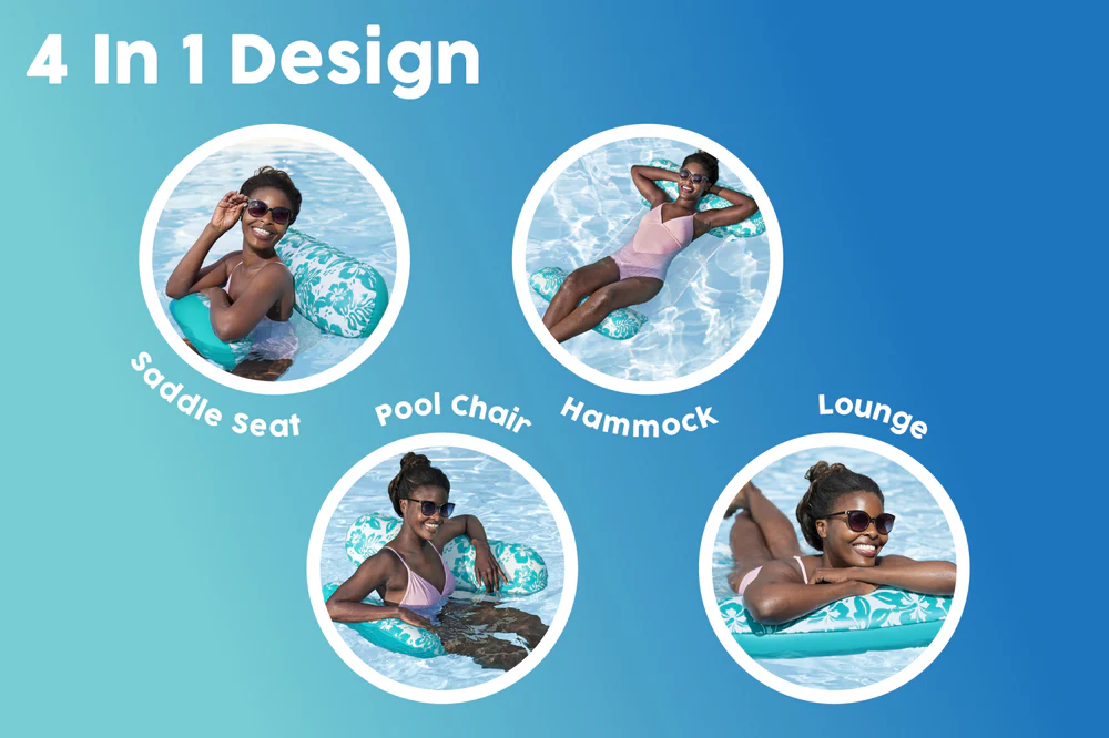 Hamac de Piscine Gonflable Multifonction 4-en-1 avec Siège en Maille - عوامة مسبح هوائية 4 في 1 بنسيج شبكي - الصورة 3