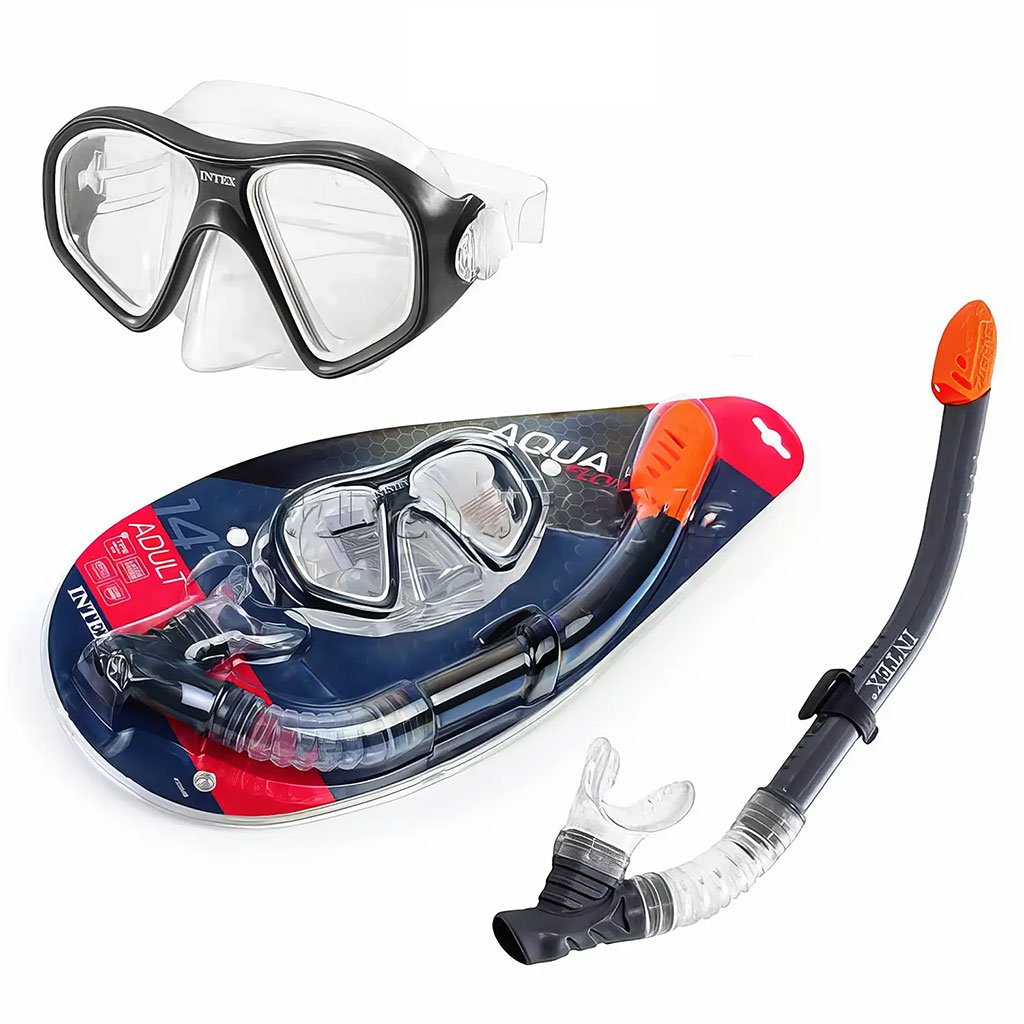 Kit de Plongée Intex Reef Rider Masque Panoramique et Tuba pour Adultes Intex 55648 - طقم الغوص البانورامي الاحترافي