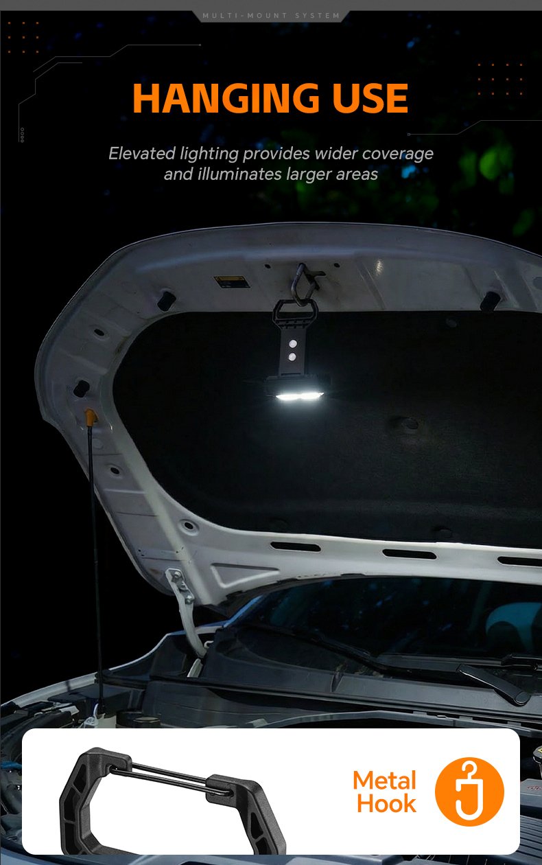 Lampe de Travail Portable pour Multi-usages Base Magnétique Rechargeable USB - مصباح محمول متعدد الوظائف بقاعدة مغناطيسية - الصورة 17