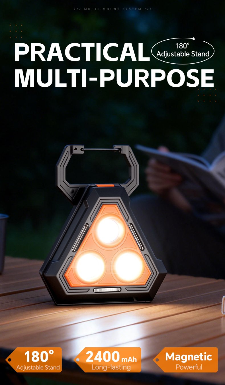 Lampe de Travail Portable pour Multi-usages Base Magnétique Rechargeable USB - مصباح محمول متعدد الوظائف بقاعدة مغناطيسية - الصورة 4