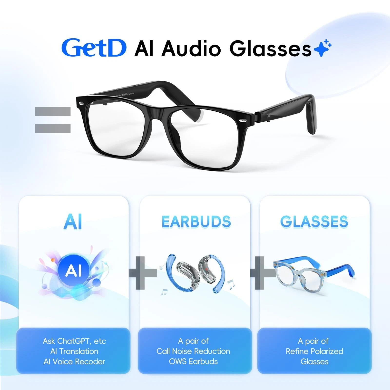 Lunettes Connectées GS03 de Traduction IA et Audio Open-Ear Bluetooth 5.4 - نظارات المترجم الذكية بالذكاء الاصطناعي - الصورة 16
