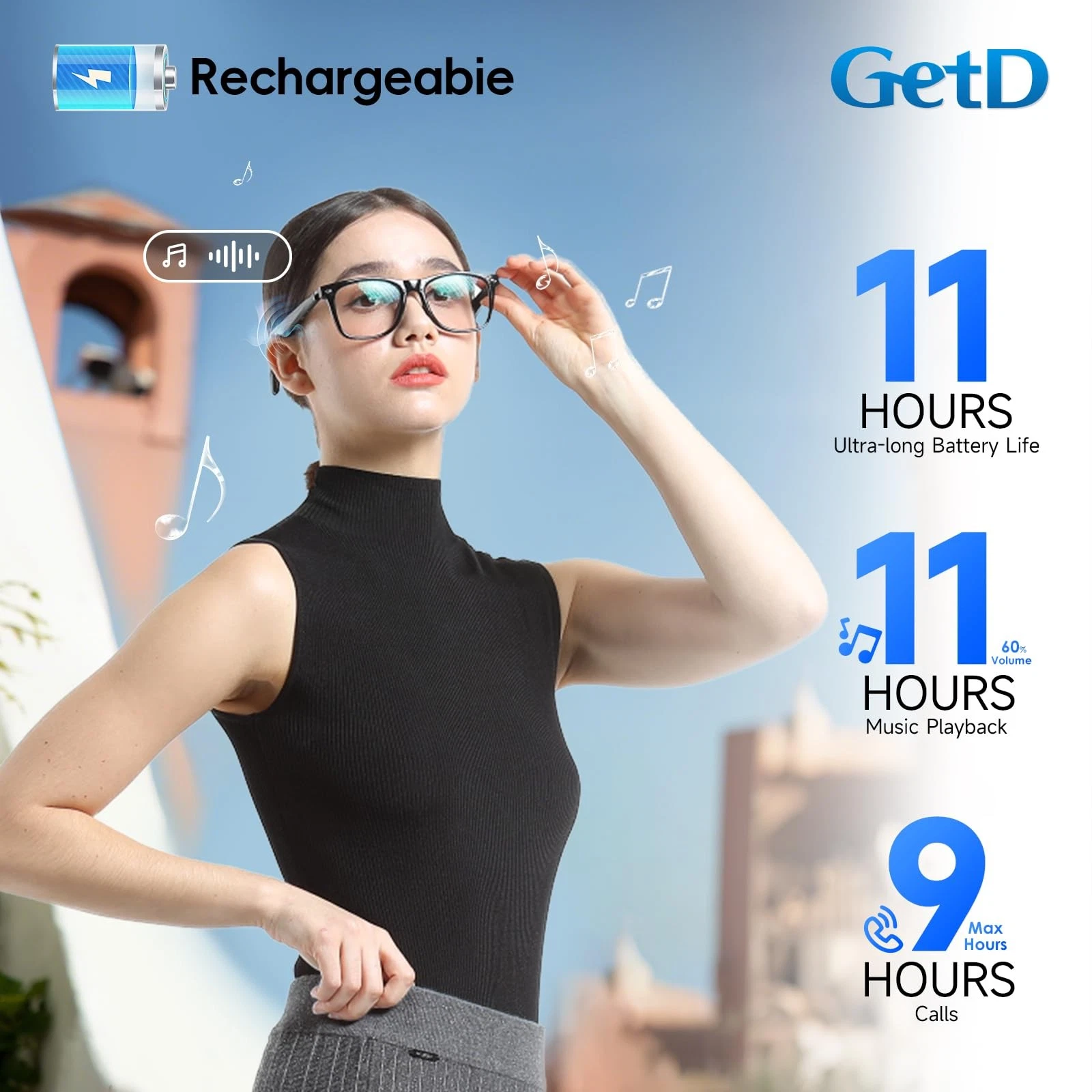 Lunettes Connectées GS03 de Traduction IA et Audio Open-Ear Bluetooth 5.4 - نظارات المترجم الذكية بالذكاء الاصطناعي - الصورة 19