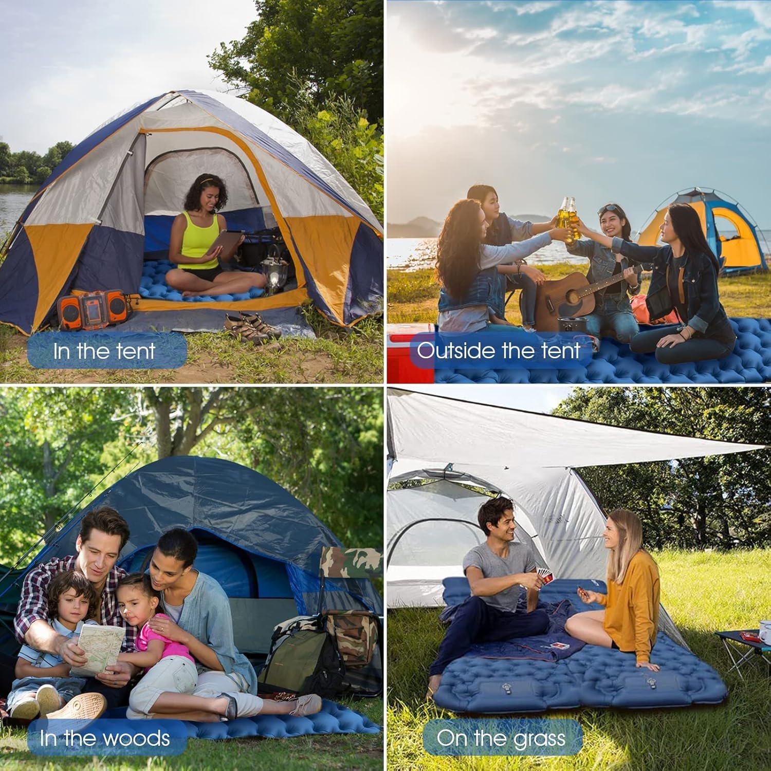 Matelas de Camping Gonflable Portable - فراش التخييم الهوائي القابل للنفخ بالقدم مع وسادة مدمجة - الصورة 10