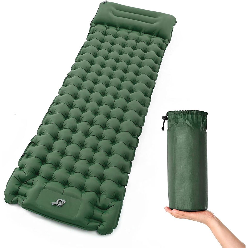 Matelas de Camping Gonflable Portable - فراش التخييم الهوائي القابل للنفخ بالقدم مع وسادة مدمجة - الصورة 11