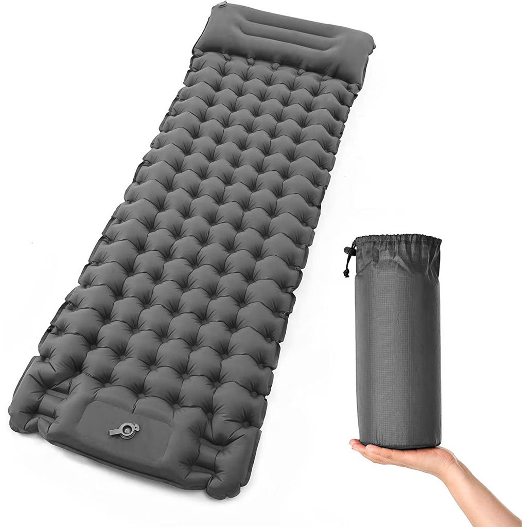 Matelas de Camping Gonflable Portable - فراش التخييم الهوائي القابل للنفخ بالقدم مع وسادة مدمجة - الصورة 12