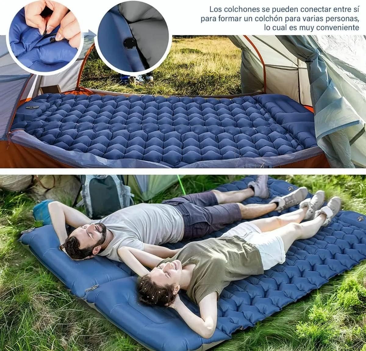 Matelas de Camping Gonflable Portable - فراش التخييم الهوائي القابل للنفخ بالقدم مع وسادة مدمجة - الصورة 4