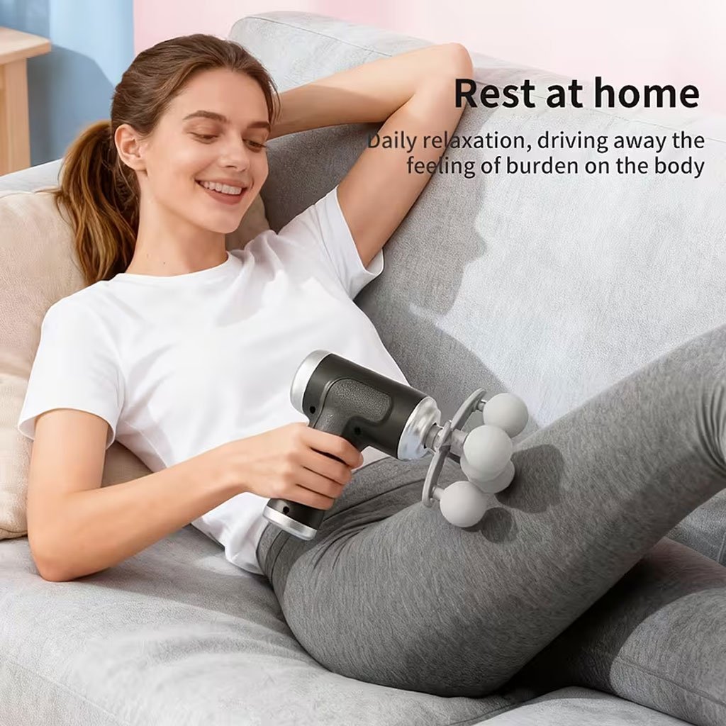 ⁦Pistolet de Massage Professionnel avec 9 Têtes Interchangeables pour Relaxation Totale - جهاز تدليك الجسم الاحترافي بـ 9 رؤوس لتدليك الأنسجة العميقة⁩ - الصورة ⁦10⁩