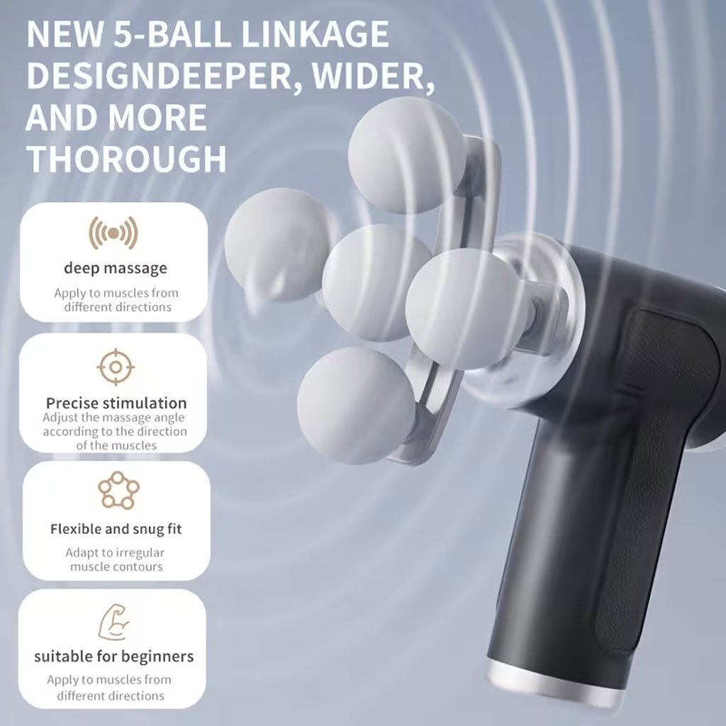 ⁦Pistolet de Massage Professionnel avec 9 Têtes Interchangeables pour Relaxation Totale - جهاز تدليك الجسم الاحترافي بـ 9 رؤوس لتدليك الأنسجة العميقة⁩ - الصورة ⁦9⁩
