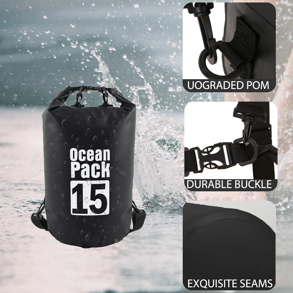 ⁦Sac Étanche Ocean Pack Dry Bag 15L Haute Résistance avec Double Bretelles - حقيبة مقاومة للماء بالكامل بسعة 15 لتر⁩ - الصورة ⁦5⁩