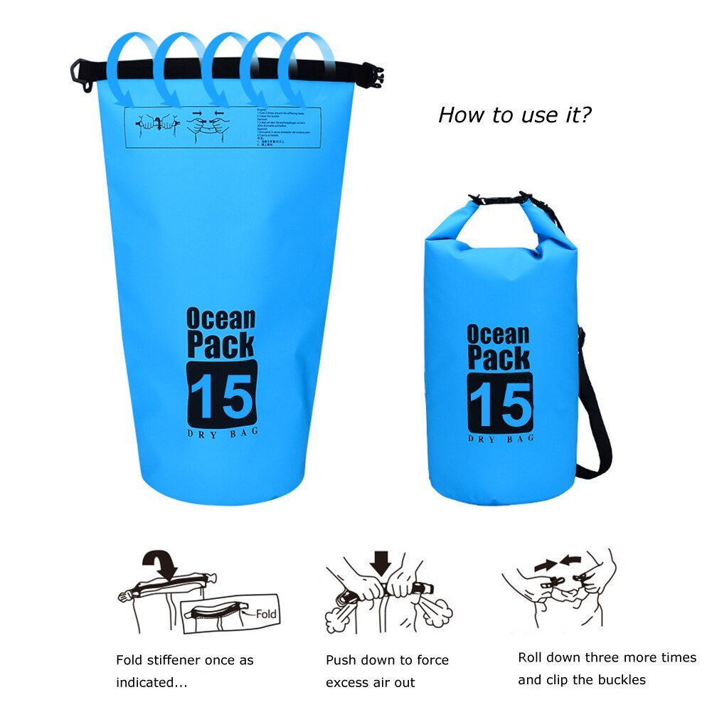 ⁦Sac Étanche Ocean Pack Dry Bag 15L Haute Résistance avec Double Bretelles - حقيبة مقاومة للماء بالكامل بسعة 15 لتر⁩ - الصورة ⁦8⁩