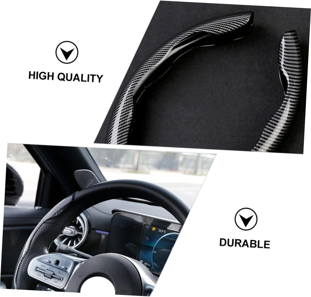 2 Pcs Housse de Volant Voiture antidérapant Noir carbon - الصورة 10