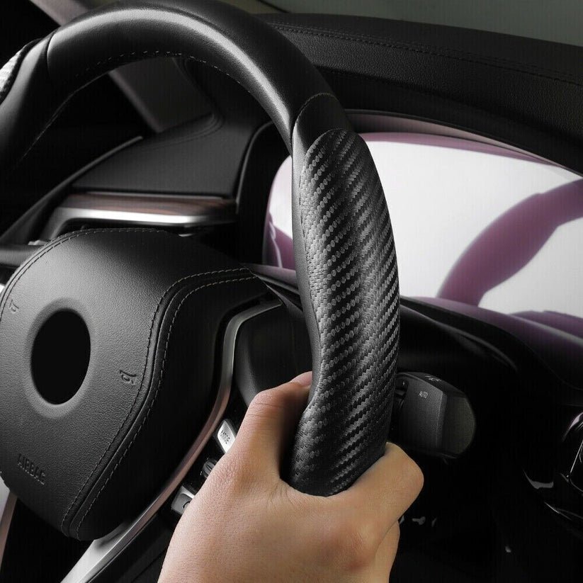 2 Pcs Housse de Volant Voiture antidérapant Noir carbon - الصورة 6