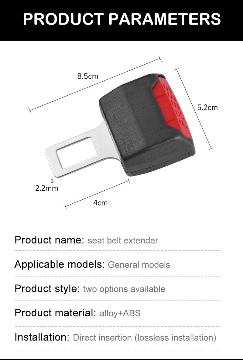 ⁦2Pcs Rallonge de ceinture de sécurité de voiture anti-Bip⁩ - الصورة ⁦11⁩
