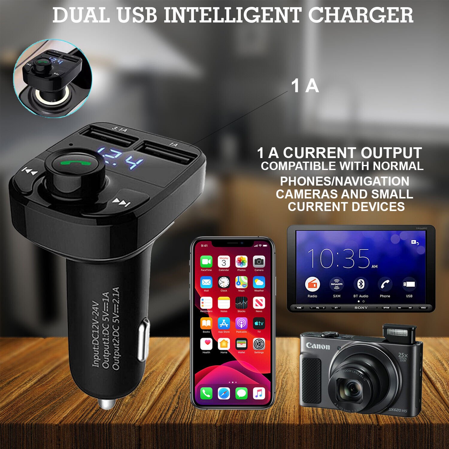 Car X8 Wireless Bluetooth FM Transmitter Kit USB Fast Charger Adapter Mp3 Player - الصورة 3