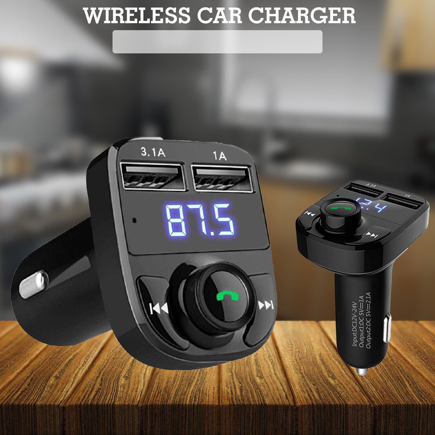 Car X8 Wireless Bluetooth FM Transmitter Kit USB Fast Charger Adapter Mp3 Player - الصورة 4