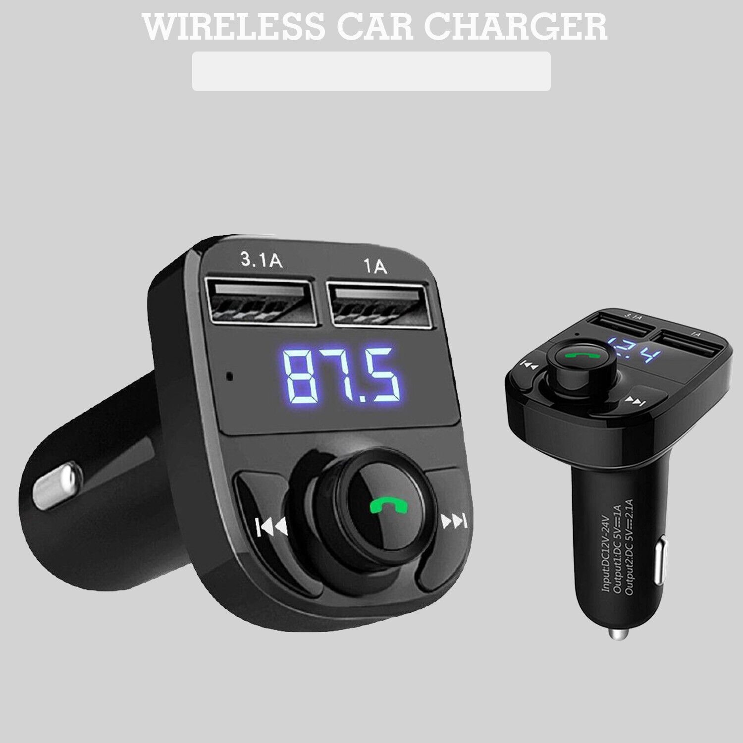 Car X8 Wireless Bluetooth FM Transmitter Kit USB Fast Charger Adapter Mp3 Player - الصورة 8