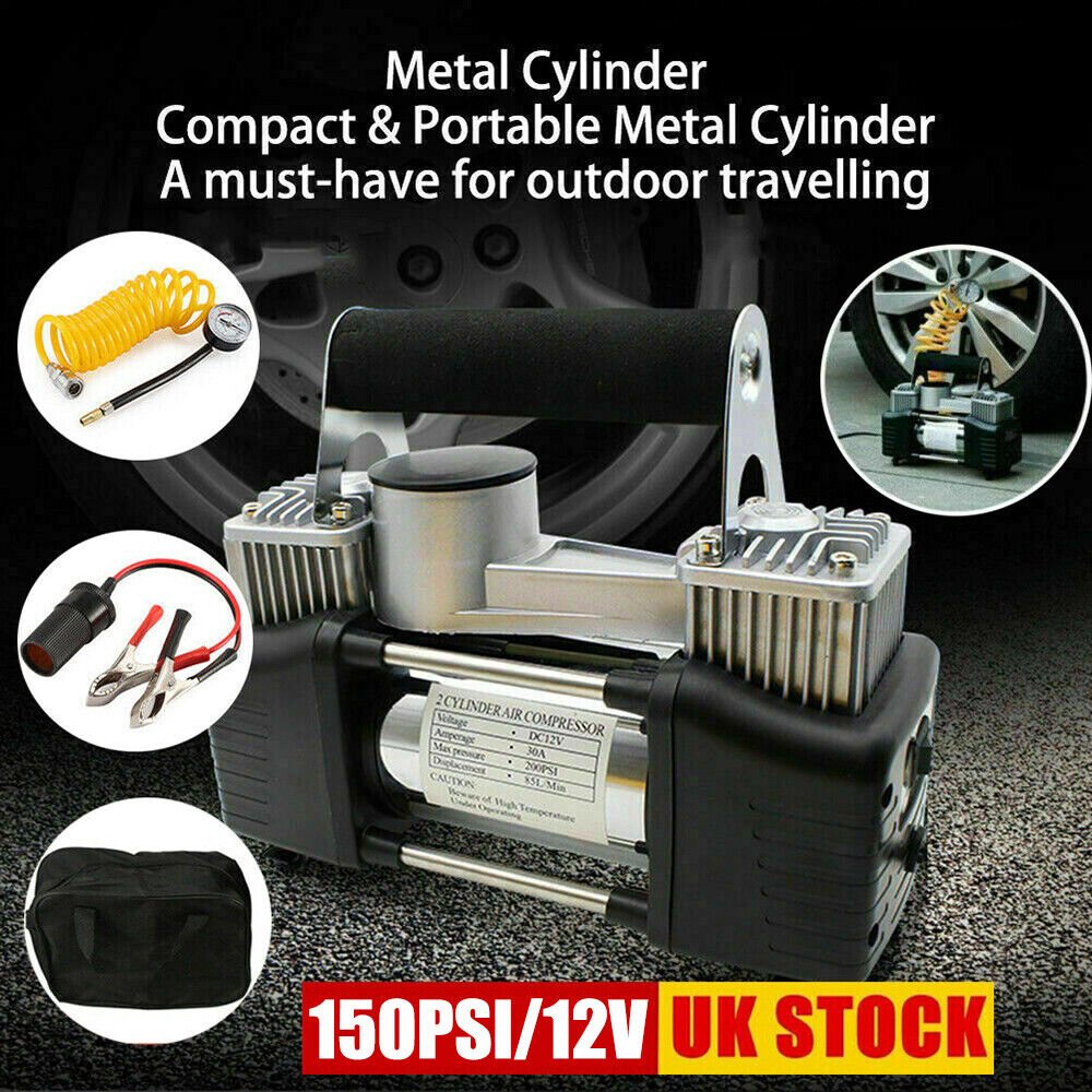 Compresseur automobile à double piston, 70 L/min, tuyau de 3 mètres, 12 V - الصورة 2