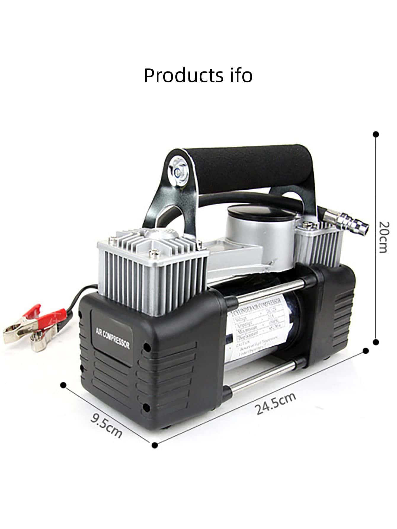 Compresseur automobile à double piston, 70 L/min, tuyau de 3 mètres, 12 V - الصورة 22