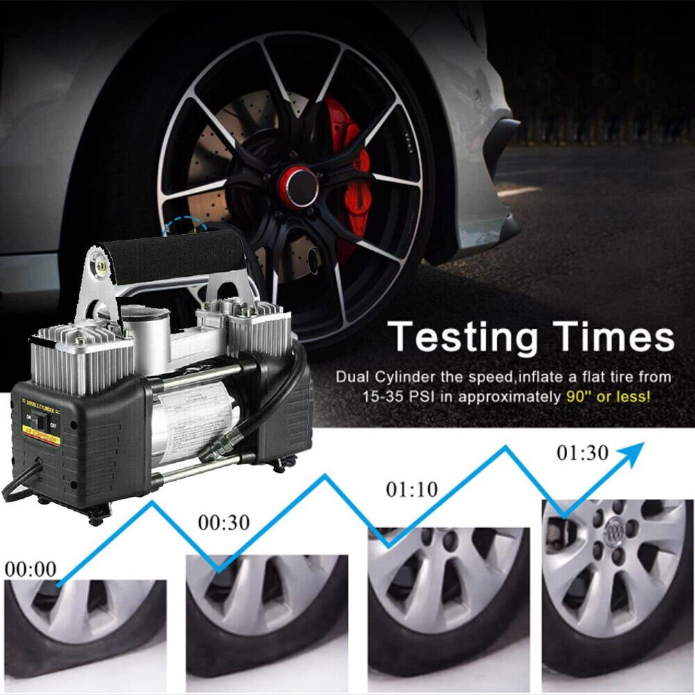 Compresseur automobile à double piston, 70 L/min, tuyau de 3 mètres, 12 V - الصورة 4