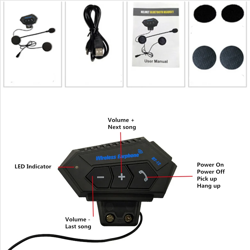 ⁦Écouteurs de moto sans fil Bluetooth 5.0 étanche FM GPS deux côtés BT12⁩ - الصورة ⁦10⁩