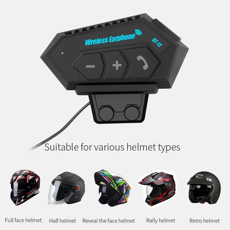 ⁦Écouteurs de moto sans fil Bluetooth 5.0 étanche FM GPS deux côtés BT12⁩ - الصورة ⁦11⁩