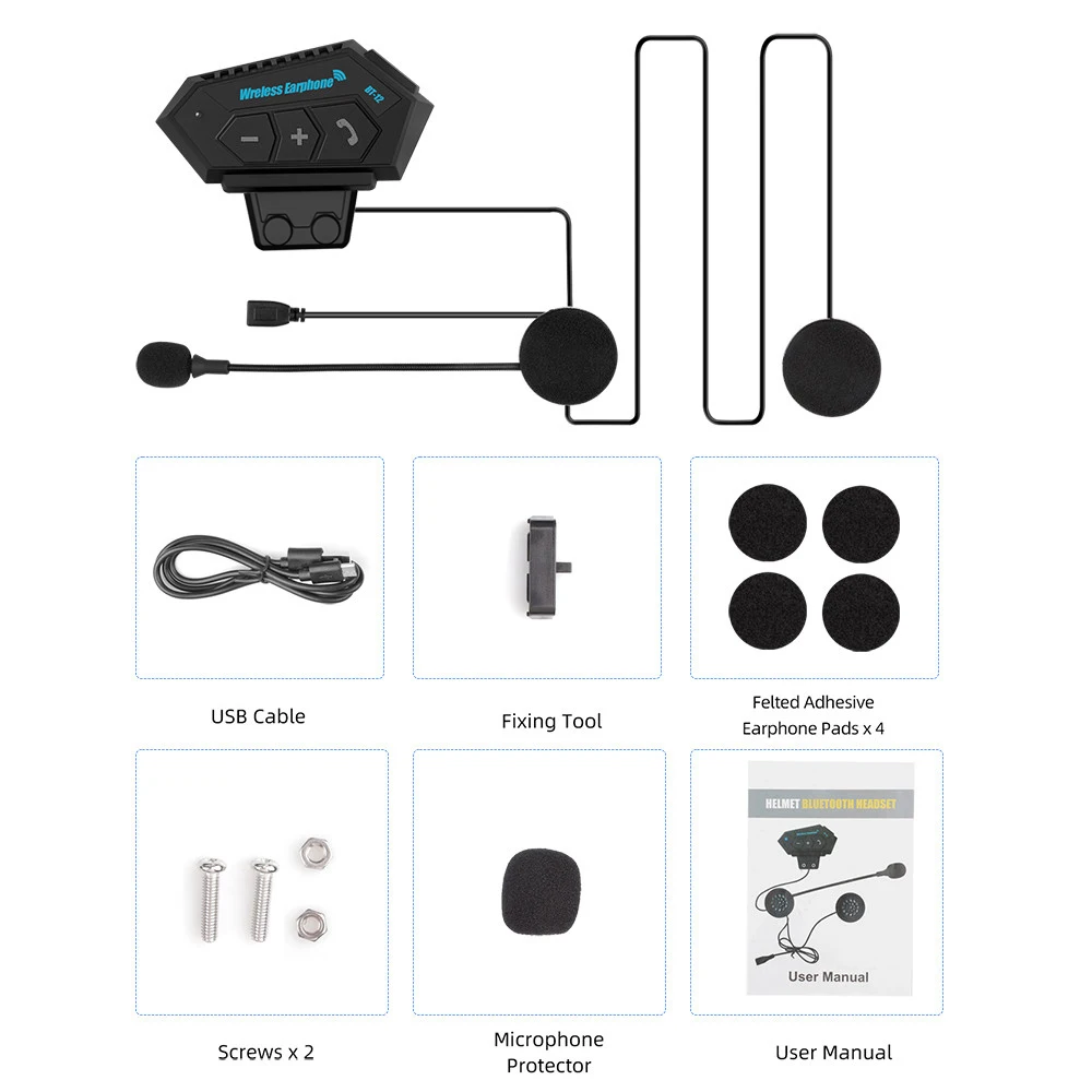 ⁦Écouteurs de moto sans fil Bluetooth 5.0 étanche FM GPS deux côtés BT12⁩ - الصورة ⁦14⁩
