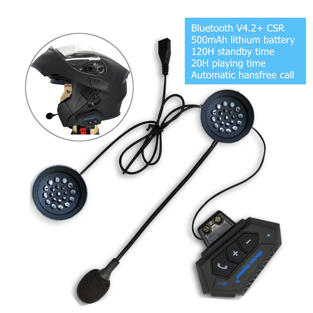 ⁦Écouteurs de moto sans fil Bluetooth 5.0 étanche FM GPS deux côtés BT12⁩ - الصورة ⁦4⁩