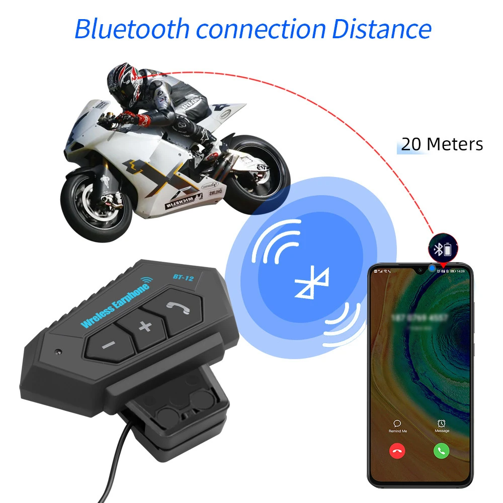 ⁦Écouteurs de moto sans fil Bluetooth 5.0 étanche FM GPS deux côtés BT12⁩ - الصورة ⁦5⁩