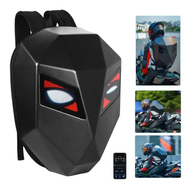 Crelander Sac à dos moto a écran d'affichage LED 3D,extensible et étanche -  حقيبة ظهر ثلاثية الابعاد للدراجات النارية مع شاشة عرض بعينين