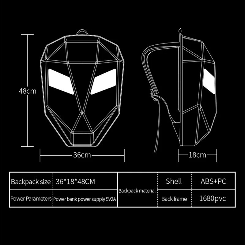 Crelander Sac à dos moto a écran d'affichage LED 3D,extensible et étanche - حقيبة ظهر ثلاثية الابعاد للدراجات النارية مع شاشة عرض بعينين - الصورة 13