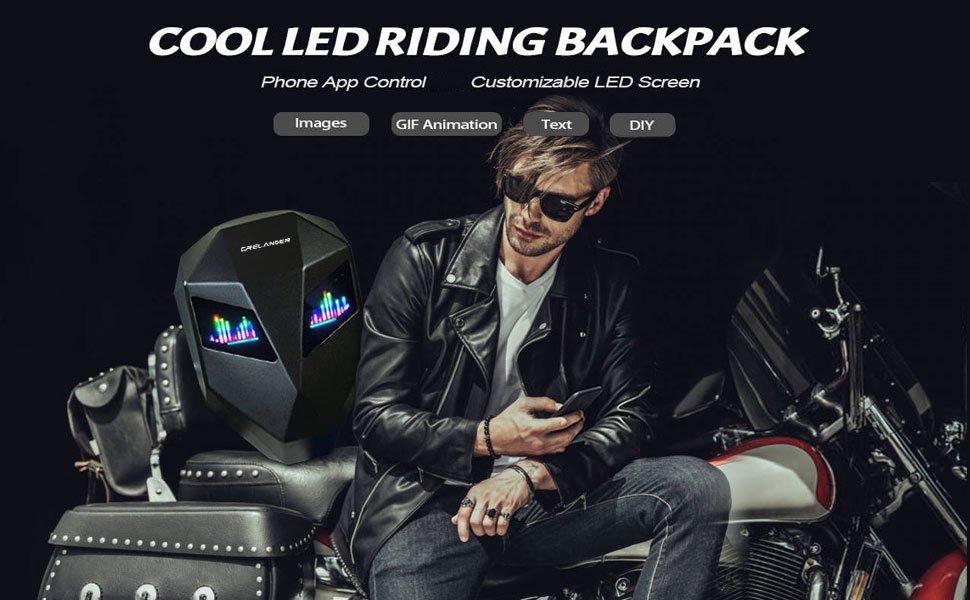Crelander Sac à dos moto a écran d'affichage LED 3D,extensible et étanche - حقيبة ظهر ثلاثية الابعاد للدراجات النارية مع شاشة عرض بعينين - الصورة 2