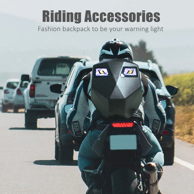 Crelander Sac à dos moto a écran d'affichage LED 3D,extensible et étanche - حقيبة ظهر ثلاثية الابعاد للدراجات النارية مع شاشة عرض بعينين - الصورة 4