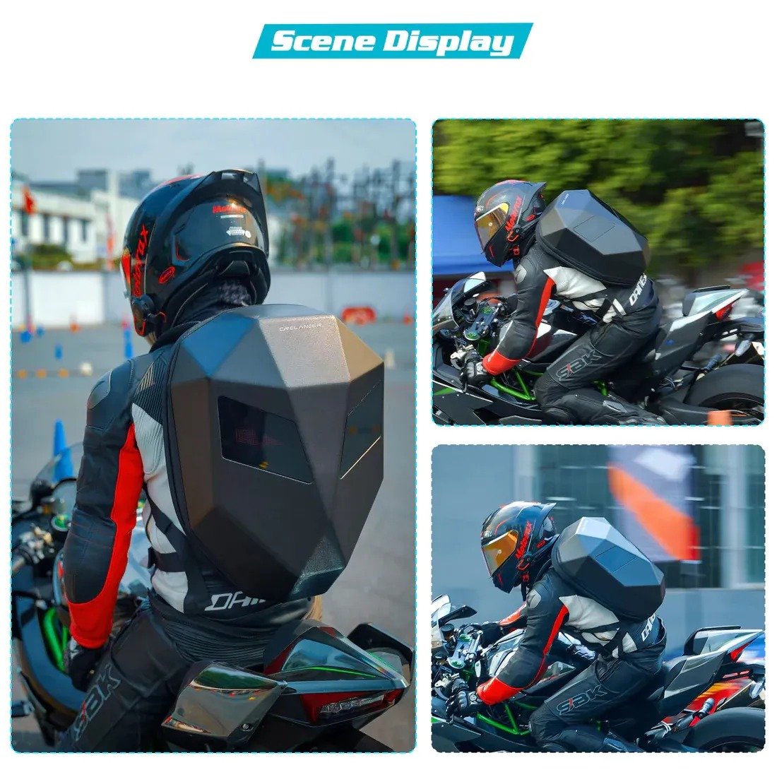 Crelander Sac à dos moto a écran d'affichage LED 3D,extensible et étanche - حقيبة ظهر ثلاثية الابعاد للدراجات النارية مع شاشة عرض بعينين - الصورة 5