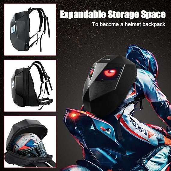 Crelander Sac à dos moto a écran d'affichage LED 3D,extensible et étanche - حقيبة ظهر ثلاثية الابعاد للدراجات النارية مع شاشة عرض بعينين - الصورة 6