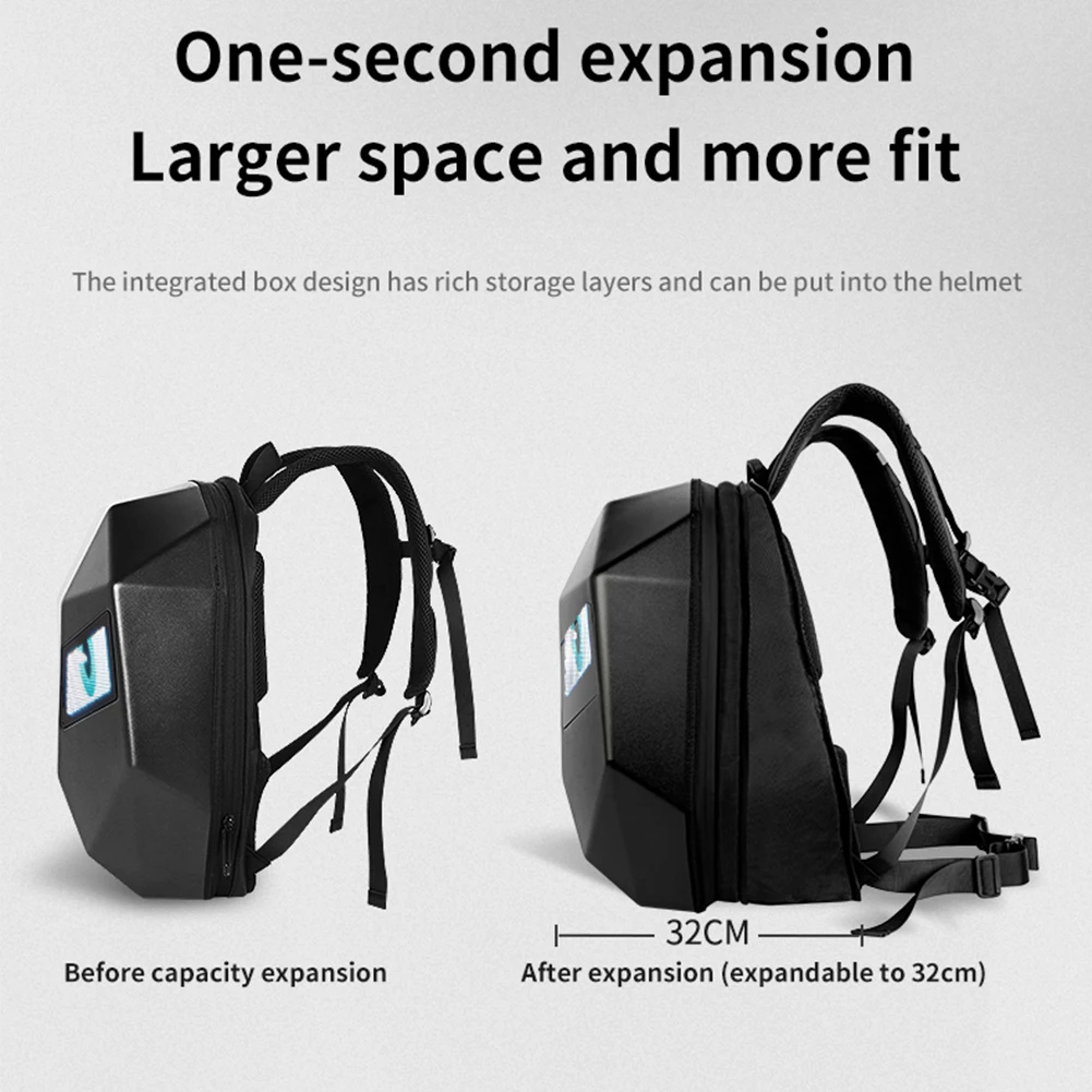 Crelander Sac à dos moto a écran d'affichage LED 3D,extensible et étanche - حقيبة ظهر ثلاثية الابعاد للدراجات النارية مع شاشة عرض بعينين - الصورة 9