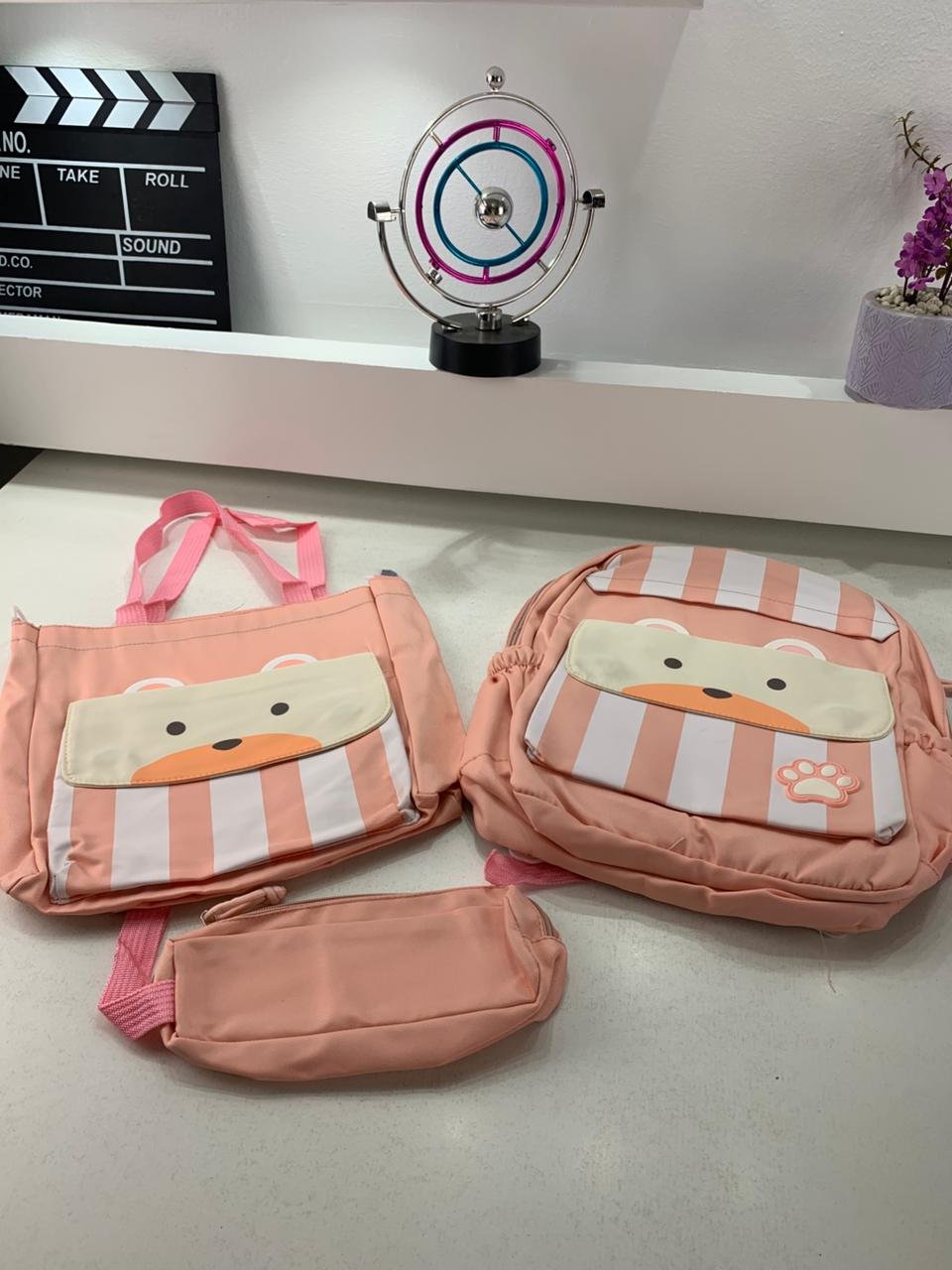 Ensemble de sacs d’école Kawai pour adolescents 3Pcs Ours Rose – محفظة 3 قطع كاواي وردي - الصورة 3