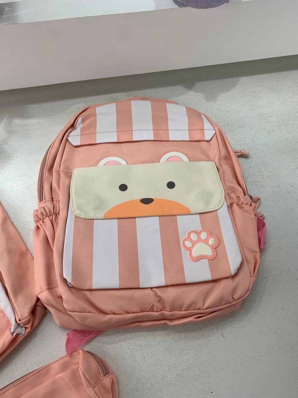 Ensemble de sacs d’école Kawai pour adolescents 3Pcs Ours Rose – محفظة 3 قطع كاواي وردي - الصورة 4