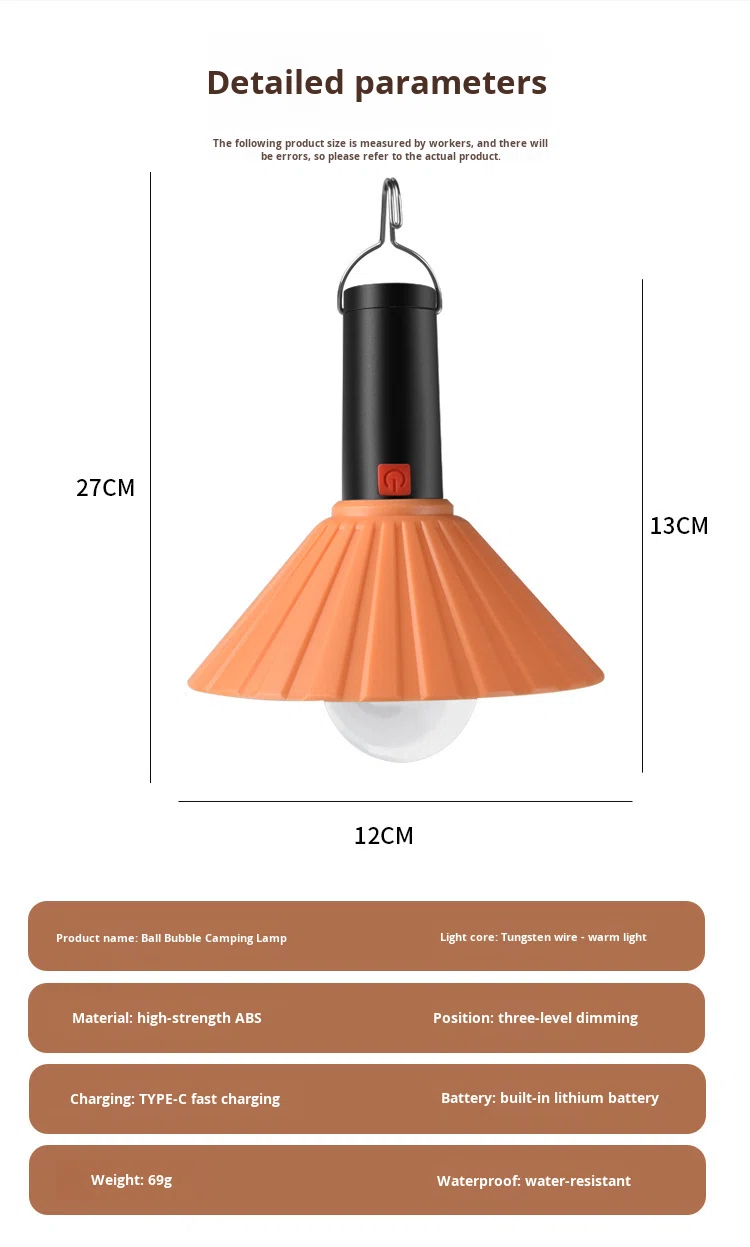 Lanterne de Camping Rechargeable 3 Niveaux de Luminosité avec Crochet de Suspension - مصباح تخييم وطوارئ قابل للشحن مع خطاف تعليق و3 مستويات إضاءة - الصورة 13