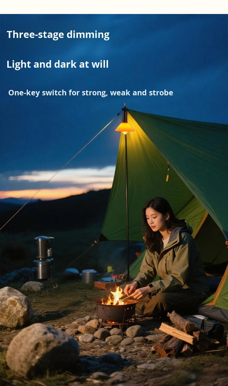 Lanterne de Camping Rechargeable 3 Niveaux de Luminosité avec Crochet de Suspension - مصباح تخييم وطوارئ قابل للشحن مع خطاف تعليق و3 مستويات إضاءة - الصورة 14