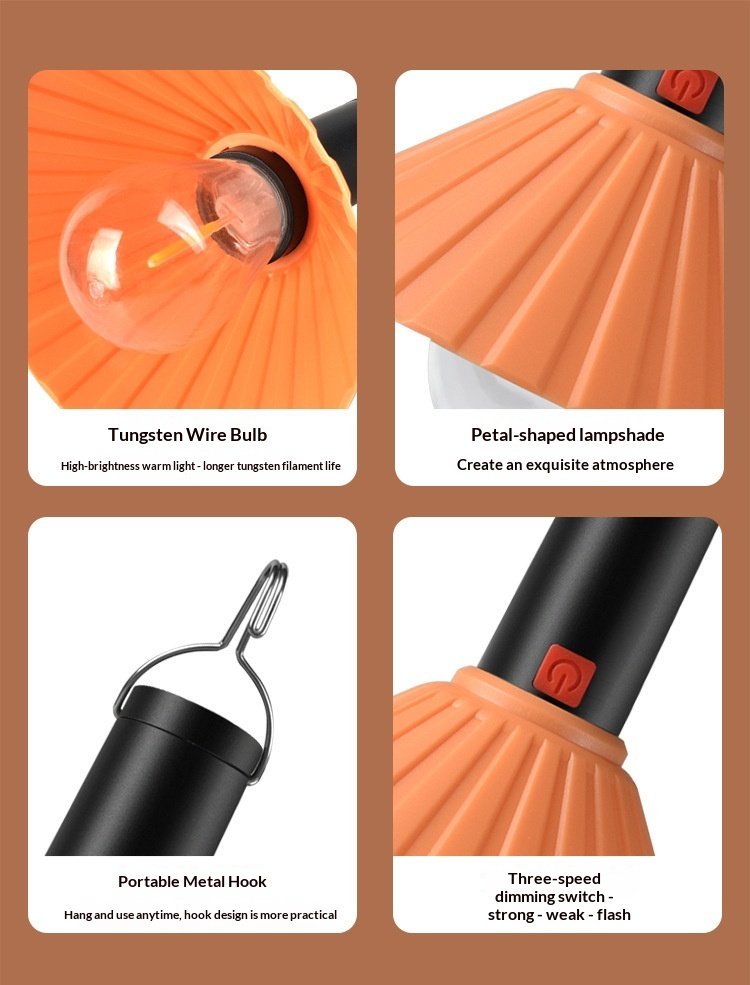 Lanterne de Camping Rechargeable 3 Niveaux de Luminosité avec Crochet de Suspension - مصباح تخييم وطوارئ قابل للشحن مع خطاف تعليق و3 مستويات إضاءة - الصورة 6