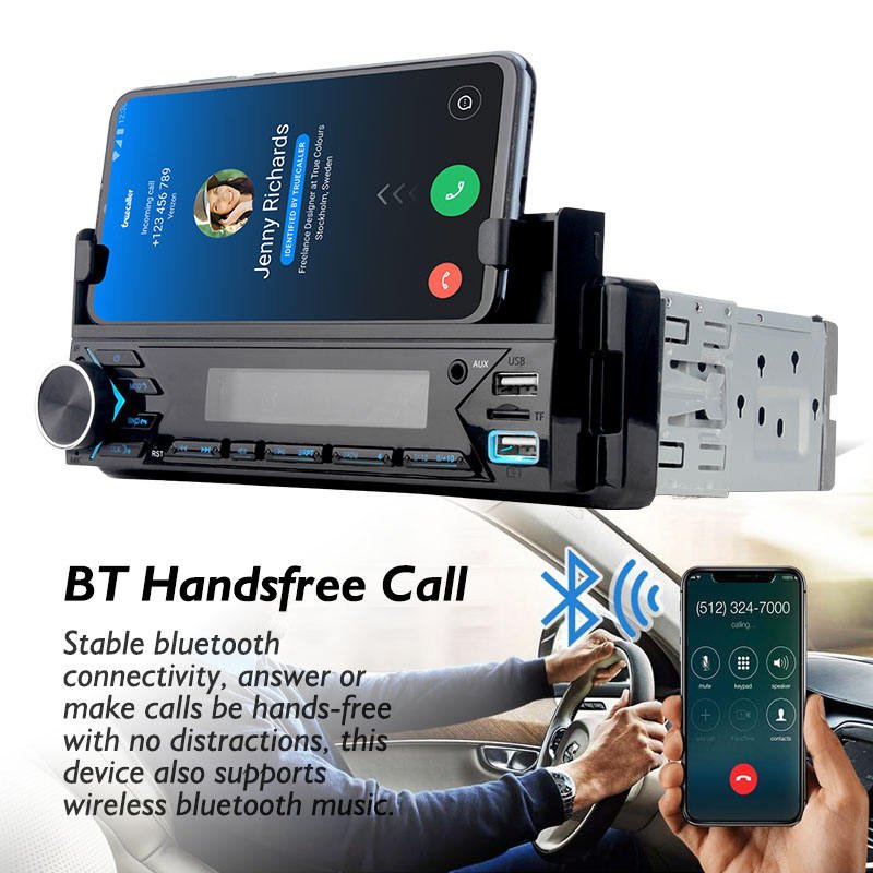 ⁦Poste radio BT In-dash 1 Din Fm Aux-in Récepteur SD USB avec support de téléphone⁩ - الصورة ⁦2⁩