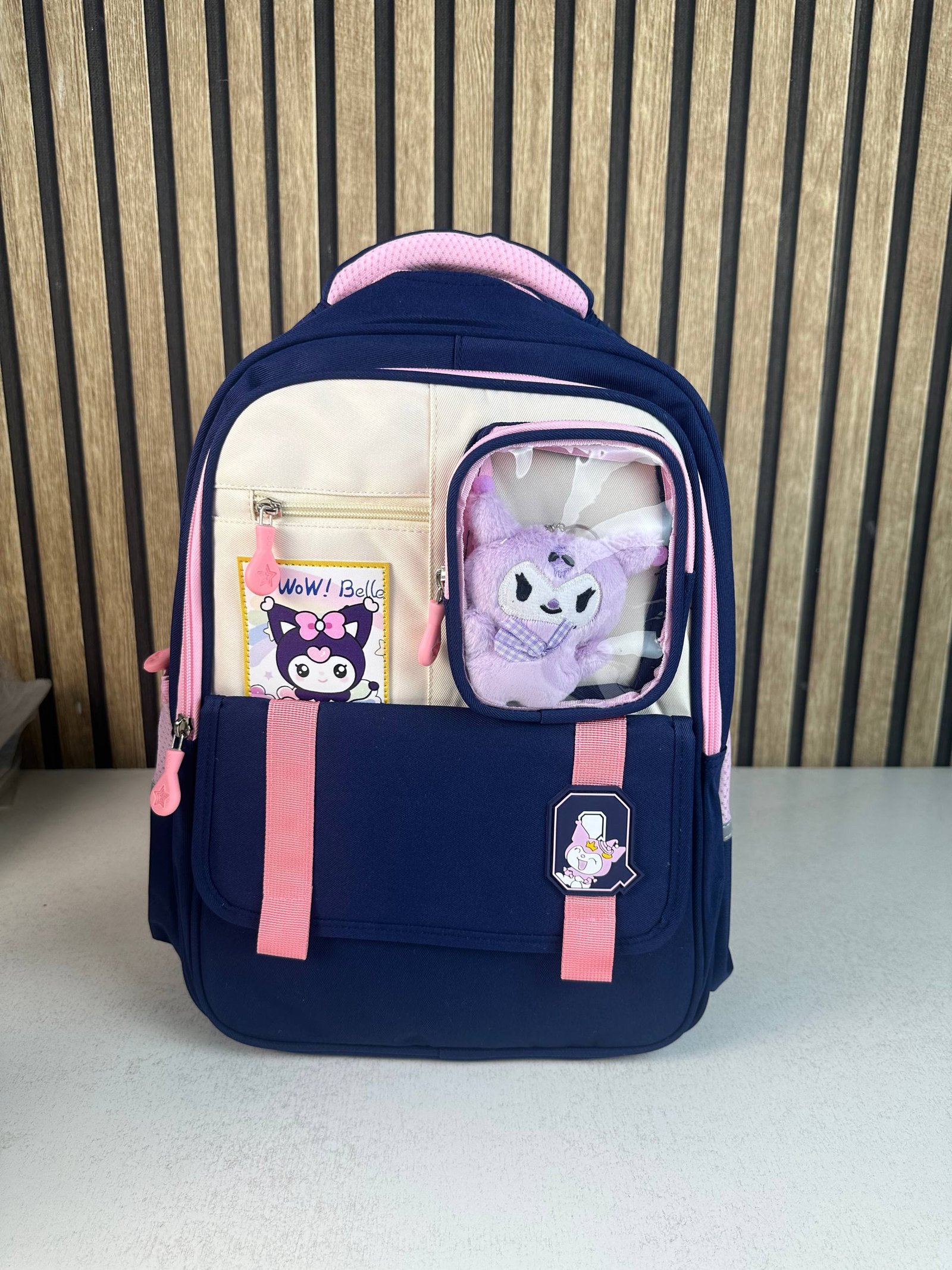 ⁦Sac à Dos Scolaire Style Kawaii Grand Volume avec Peluche Incluse Tissu Imperméable Bleu et Rose SACKDS04BLF - حقيبة مدرسية بتصميم كاوايي⁩ - الصورة ⁦2⁩