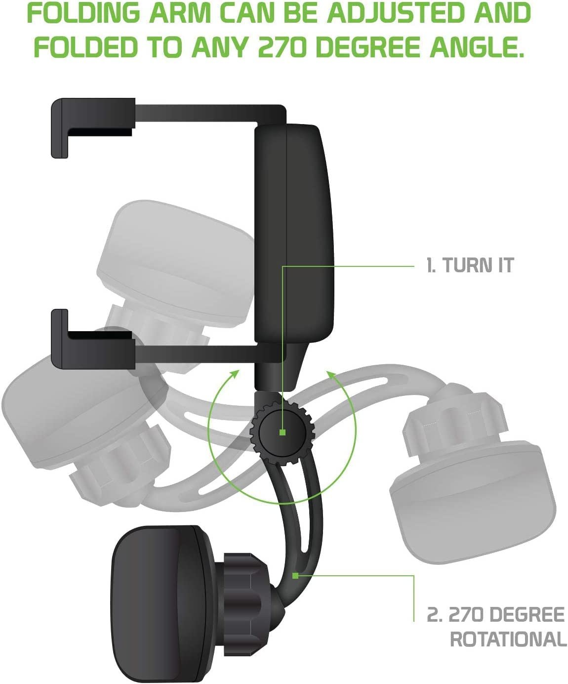 Support smartphone réglable pour rétroviseur de voiture 360 degrés - الصورة 2