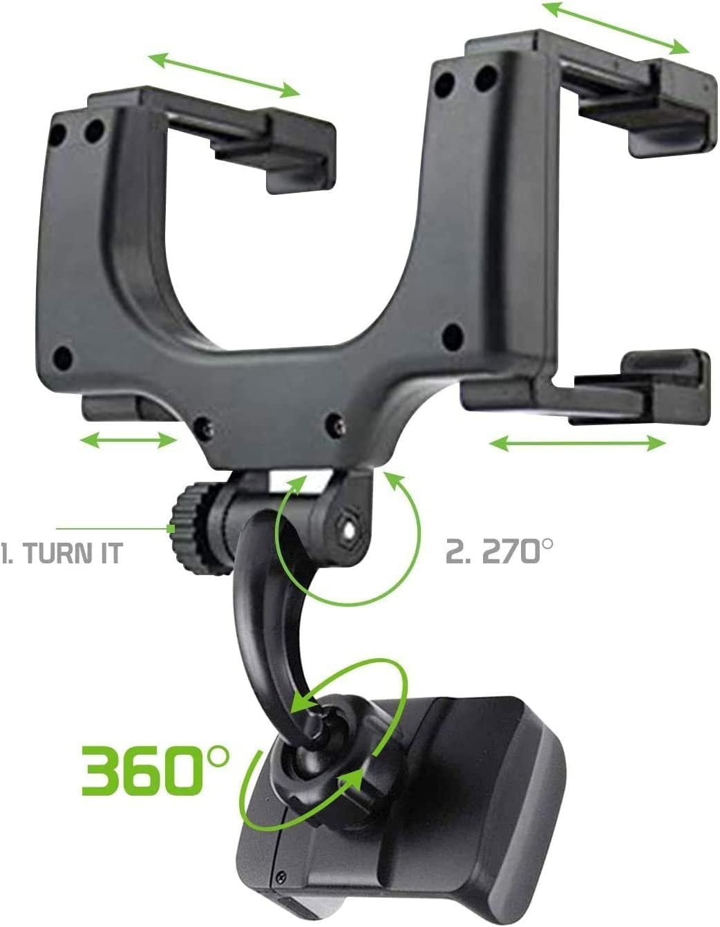 Support smartphone réglable pour rétroviseur de voiture 360 degrés - الصورة 3
