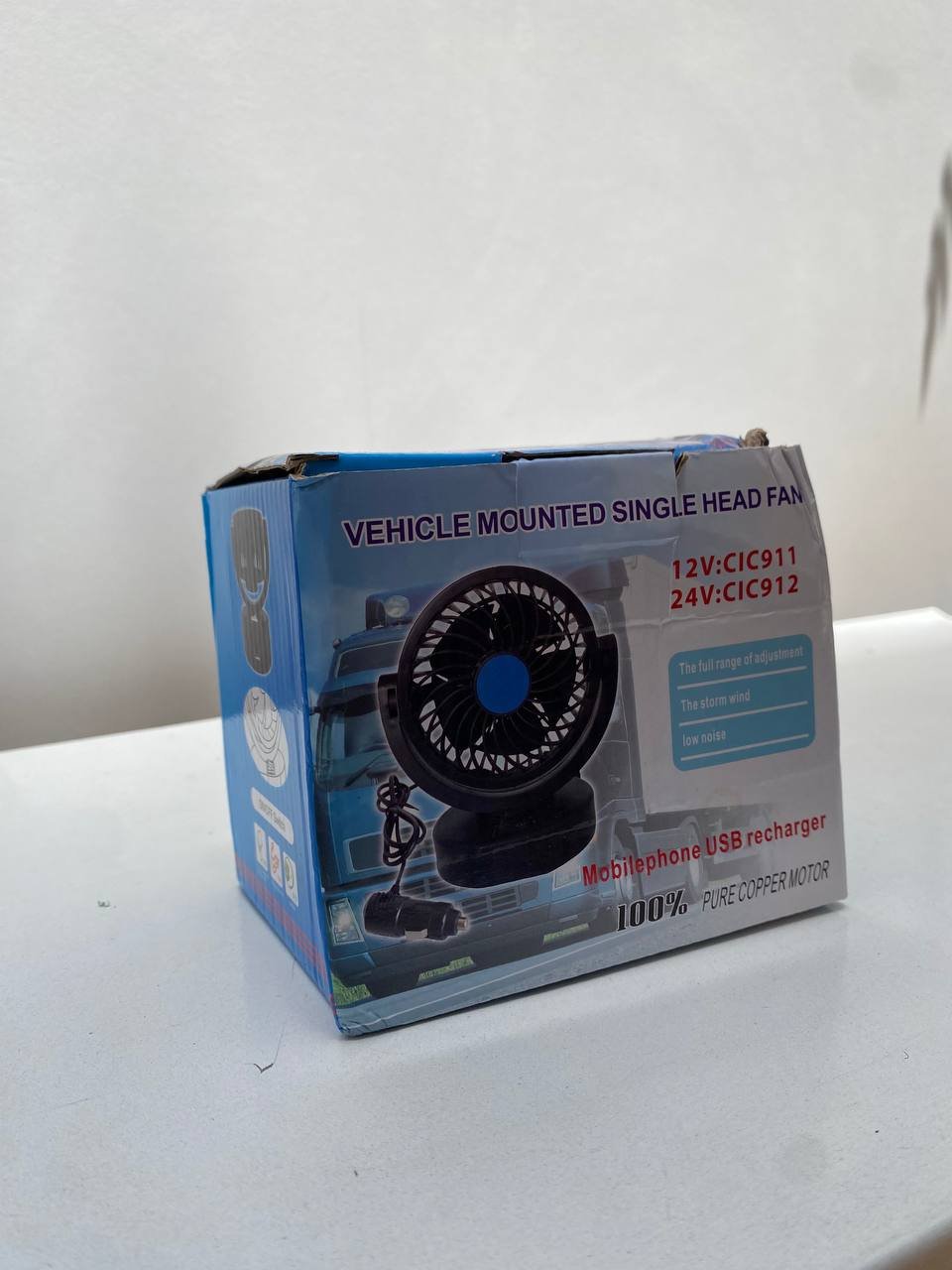 Ventilateur électrique 12V pour tableau de bord de voiture, rotatif à 360 degrés - الصورة 4
